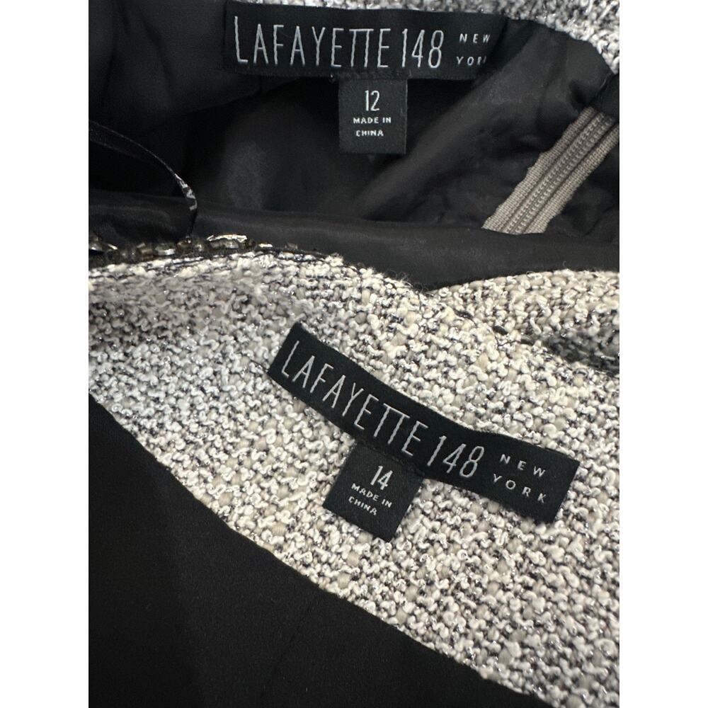 Lafayette 148 Set Embellished Boucle Snap Jacket & Skirt Tweed Sizes 12 & 14 - Picture 5 of 16